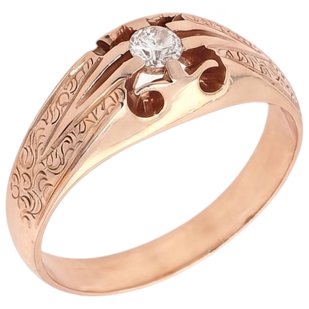 Antik Stil Zigeuner Herren Natürliche Diamantring 0,50 Karat Filigran