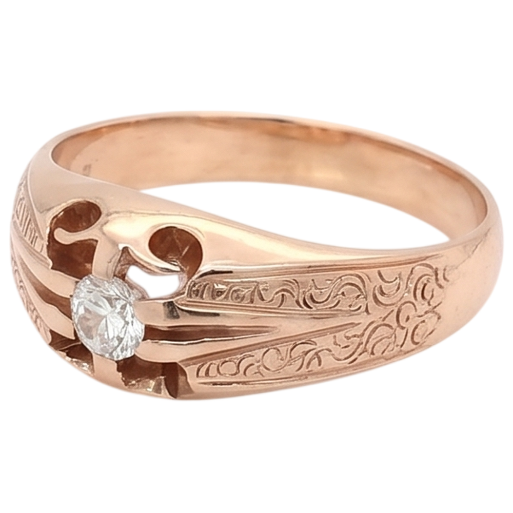 Antik Stil Zigeuner Herren Natürliche Diamantring 0,50 Karat Filigran