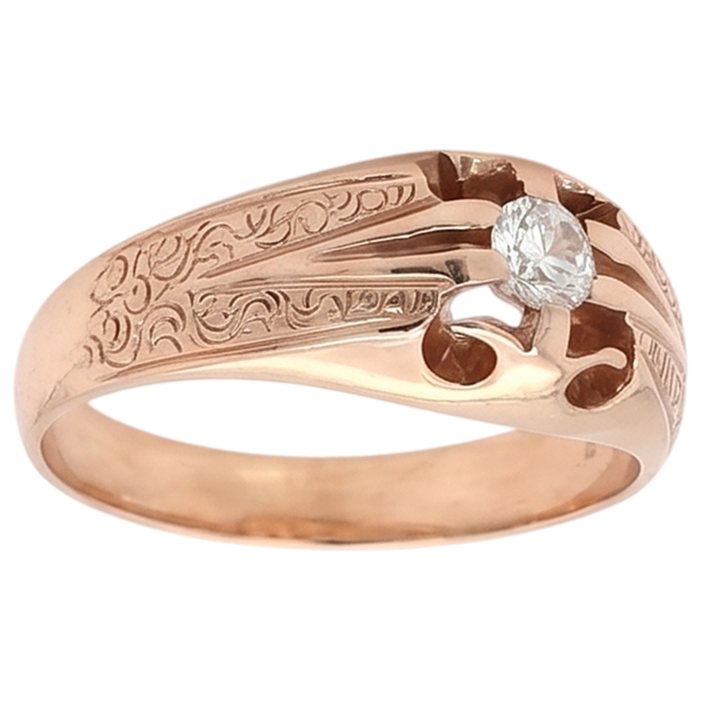 Antik Stil Zigeuner Herren Natürliche Diamantring 0,50 Karat Filigran