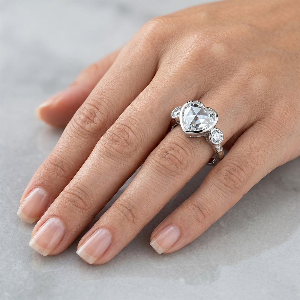 Antiker Rosen-Schliff Diamant Drei-Stein-Ring 2 Karat – 14K