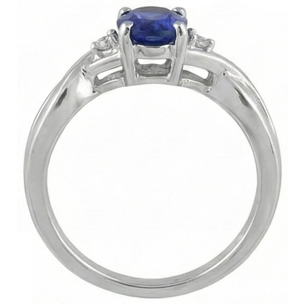 Blauer Tansanit Oval Edelstein-Ring in 14K Weißgold – Schrägansicht