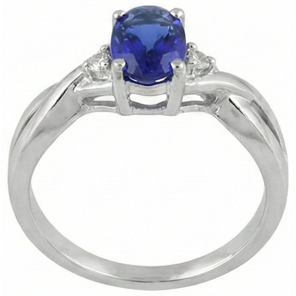 Natürlicher Blauer Tansanit Edelstein-Ring 1,50 Karat 14K Weißgold – Draufsicht