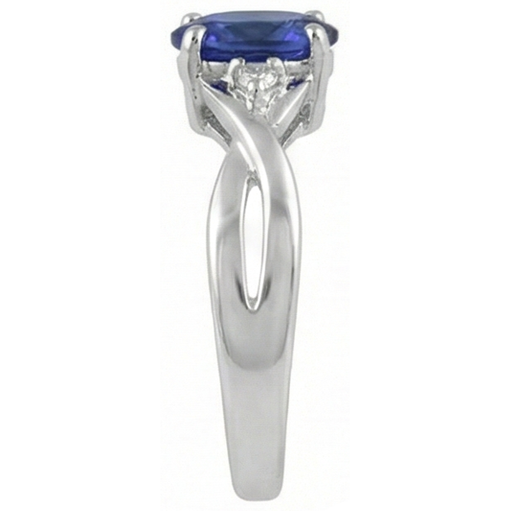 Oval Blauer Tansanit Ring in 14K Weißgold – Rückansicht