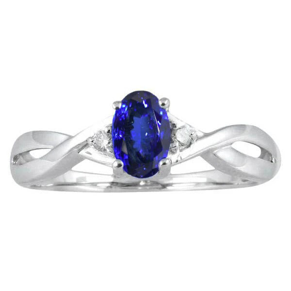 Blauer Tansanit Edelstein-Ring 1,50-Karat 14K Weißgold – Hauptansicht