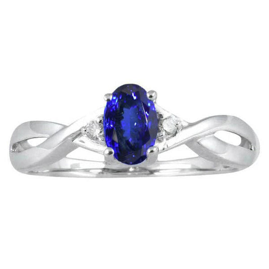 Blauer Tansanit Edelstein-Ring 1,50-Karat 14K Weißgold – Hauptansicht