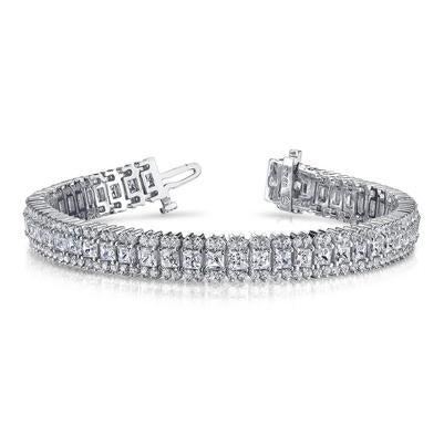 Armband Weißgold Mit Funkelnden Natürliche Diamanten, Rund Und Princess-Schliff 11,50 Ct