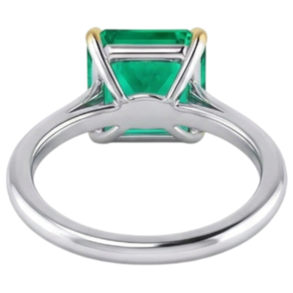 Schmuckstein-Ring Zweifarbiges 14K Gold mit Smaragd – Profilansicht