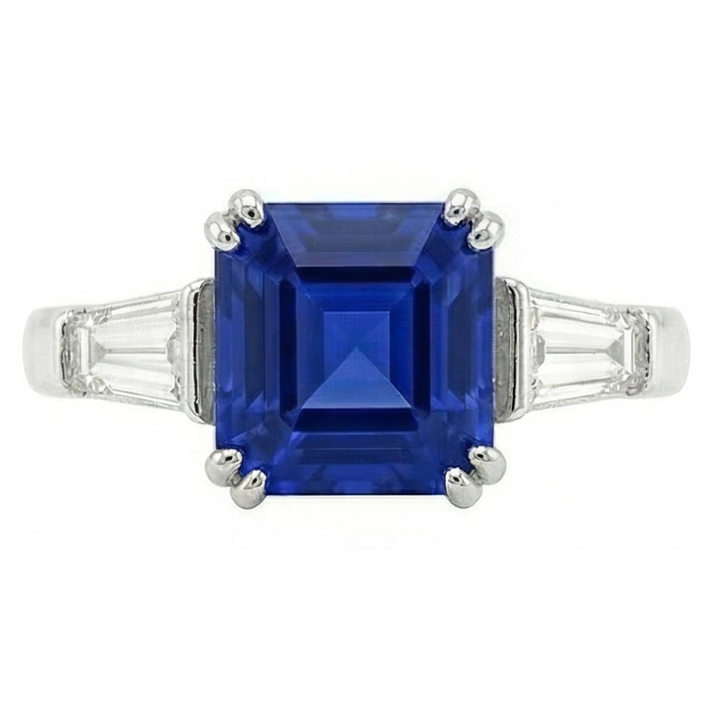 echter asscher diamant 2.50Karat ring Vorderansicht