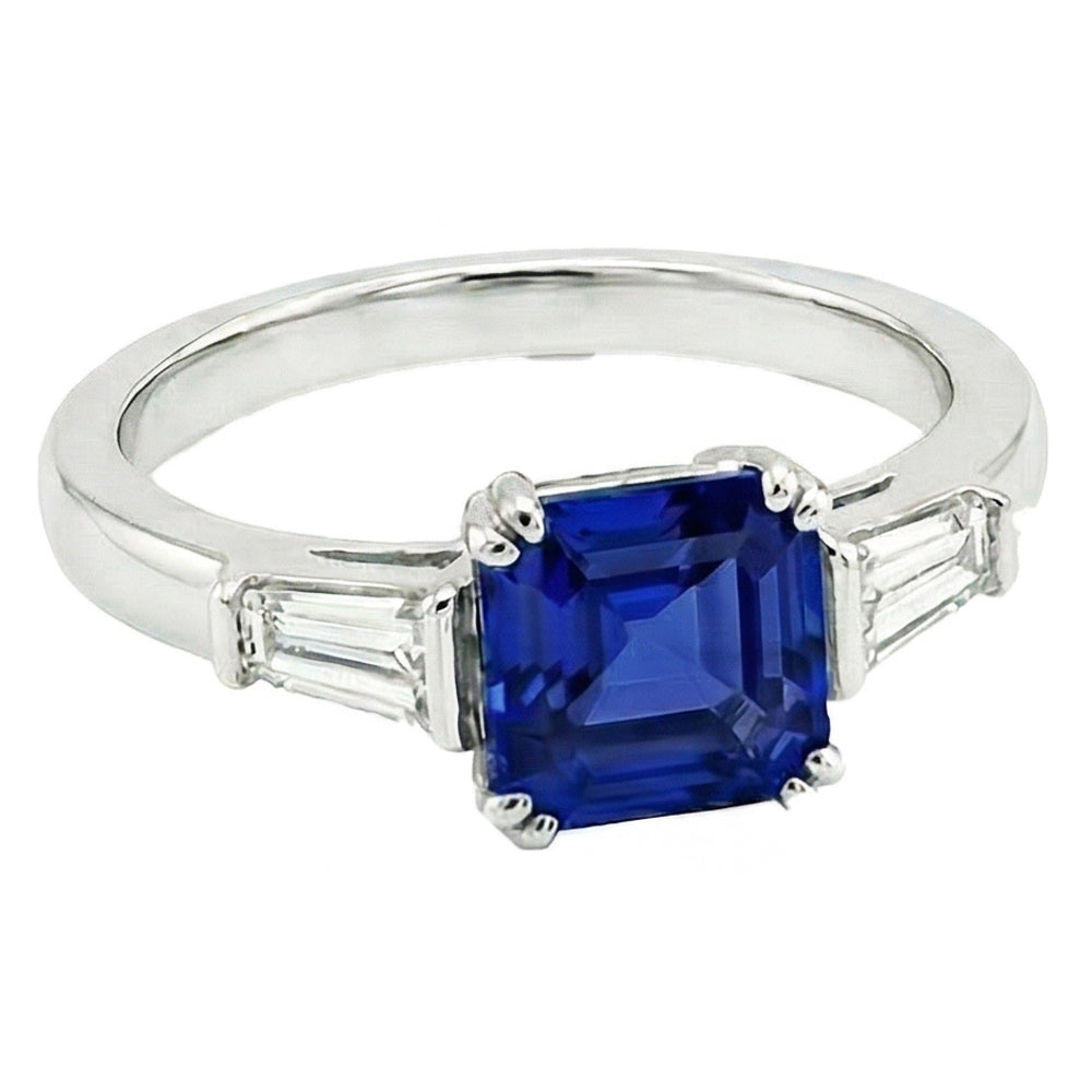 echter asscher diamant 2.50Karat ring Seitenansicht