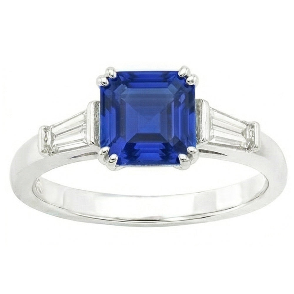 echter asscher diamant 2.50Karat ring Detailansicht