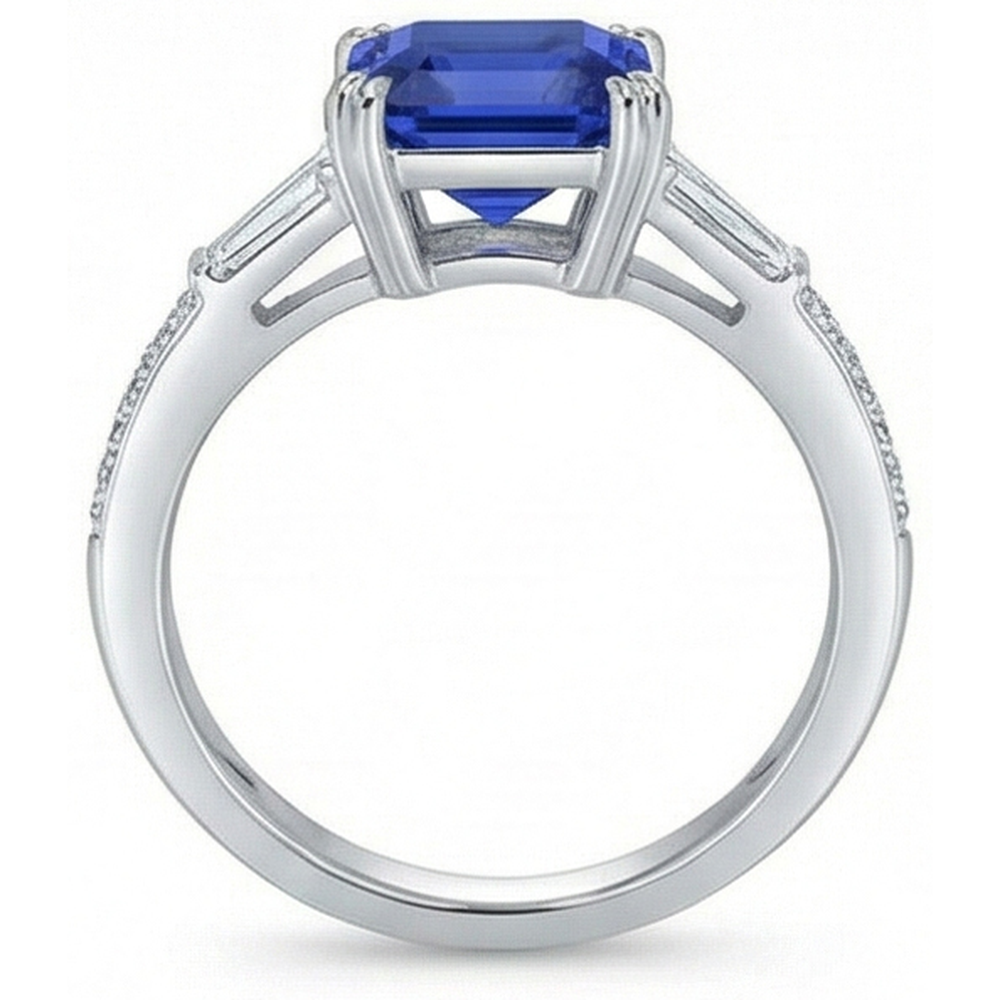 echter asscher diamant 3Karat ring Profilansicht
