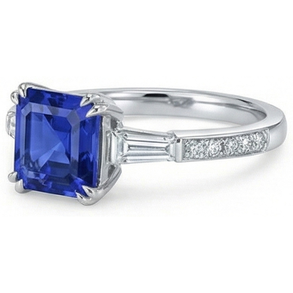 echter asscher diamant 3Karat ring Detailansicht