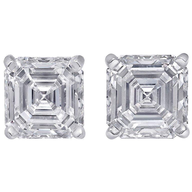 Asscher Cut Natürliche Diamant Ohrstecker Weißgold Damenschmuck 3 Karat