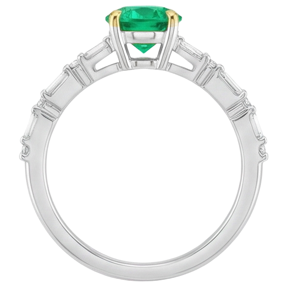 Edler Smaragd Brillantschliff Edelstein-Ring in 14 Karat Zweifarbig Gold – Alternative Ansicht