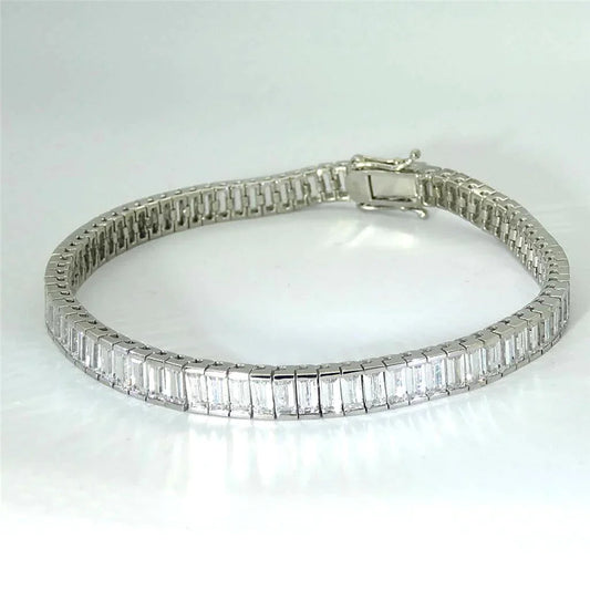 Baguette-Echt Diamant-Tennis-Armband