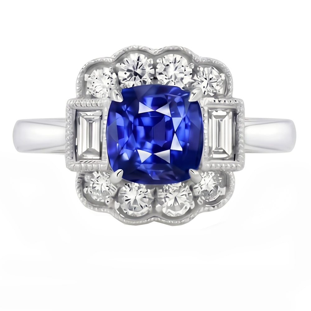 echter asscher diamant 2.50Karat ring Seitenansicht