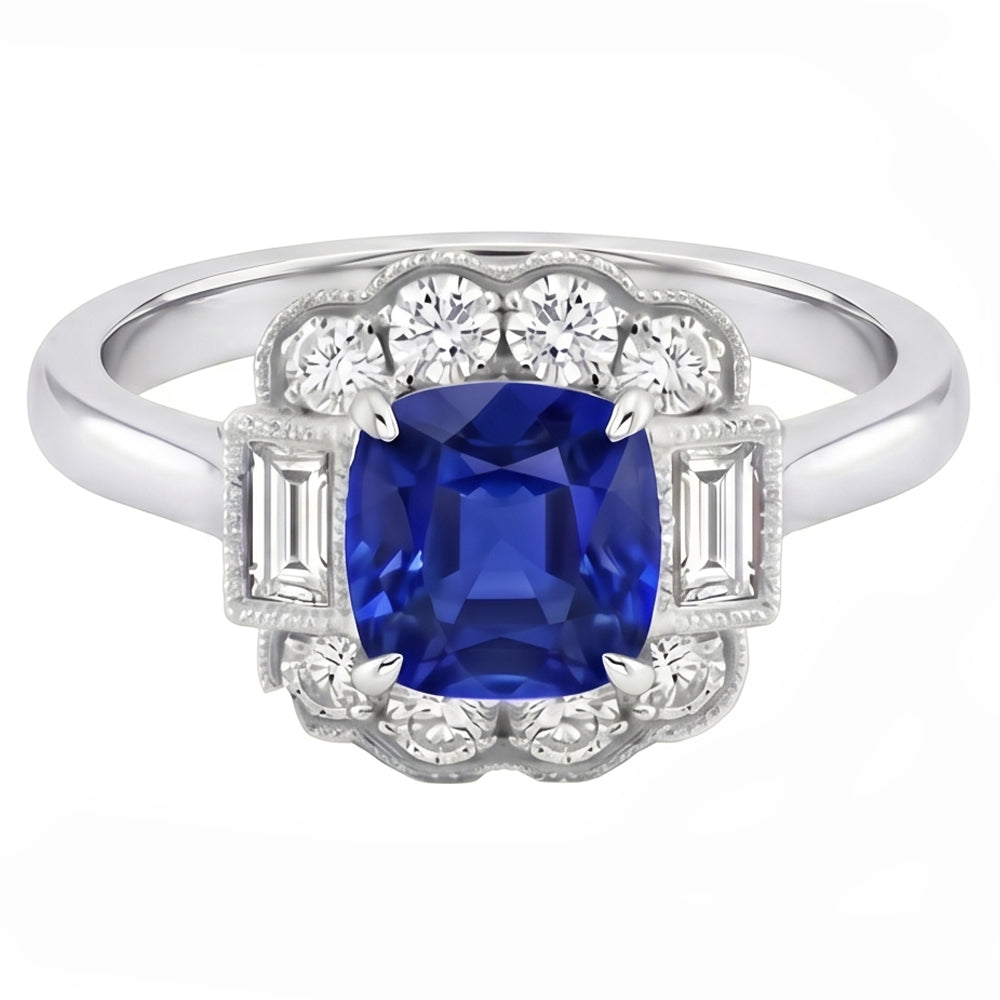 echter asscher diamant 2.50Karat ring Detailansicht