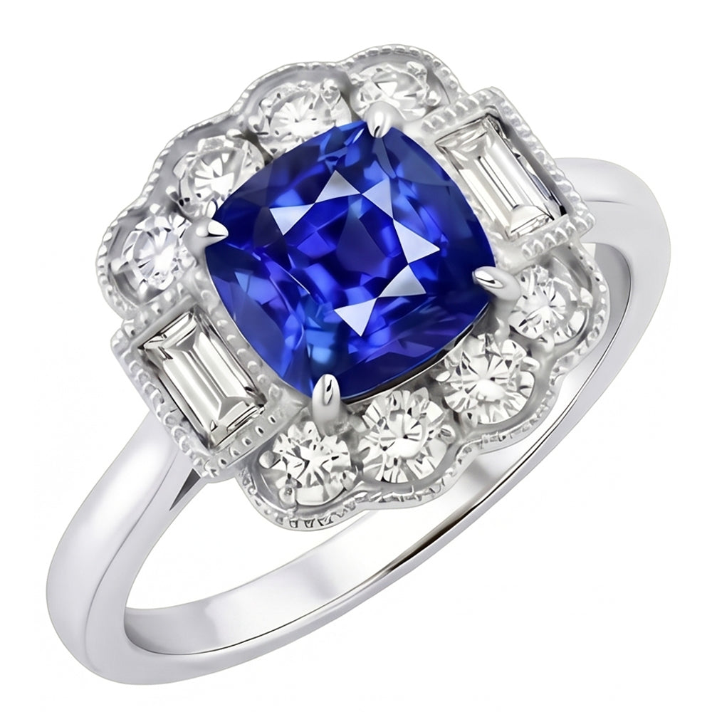echter asscher diamant 2.50Karat ring Vorderansicht