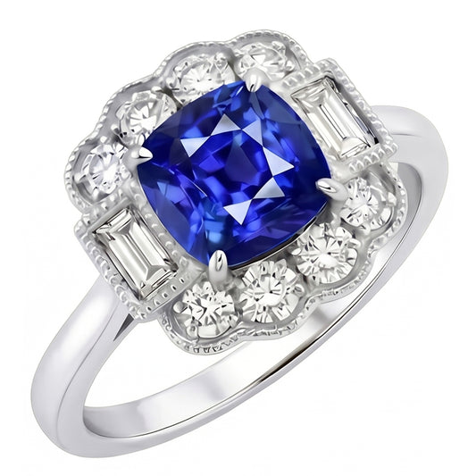 echter asscher diamant 2.50Karat ring Vorderansicht
