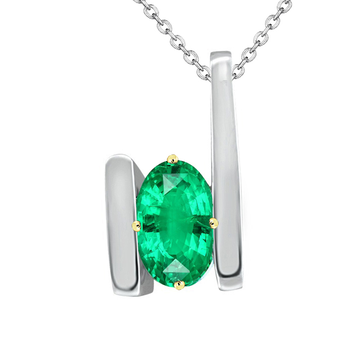 Authentischer Edler Smaragd Edelstein-Anhänger 2 Karat Bicolor 14K Gold – Hauptansicht
