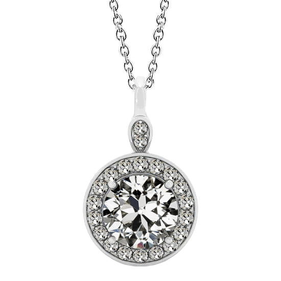 Edler Diamant Old Mine Cut Halo in 14K Weißgold – Hauptansicht