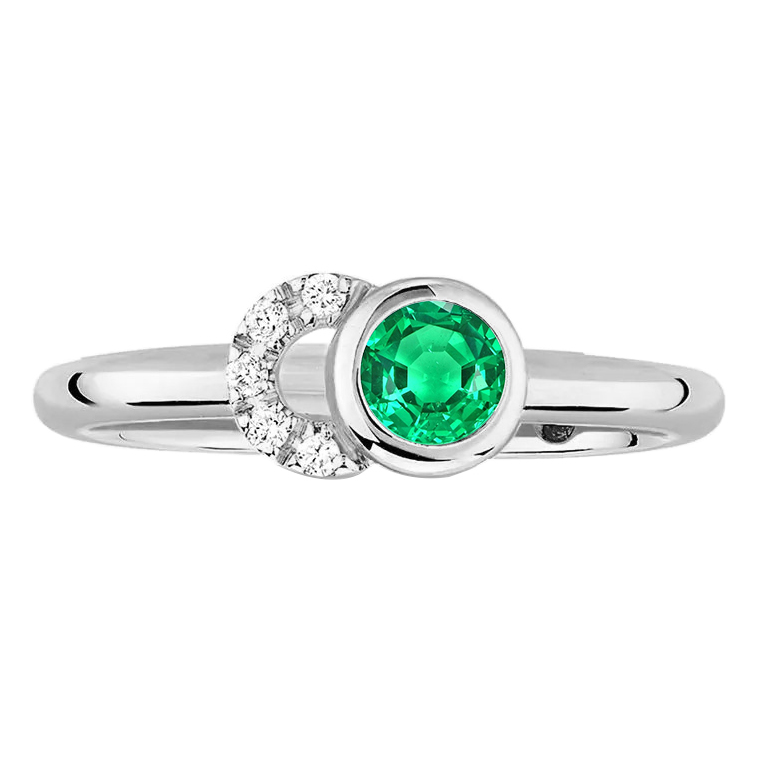 Echter Edler Smaragd Schmuckstein-Ring 1 Karat 14K Weißgold – Hauptansicht