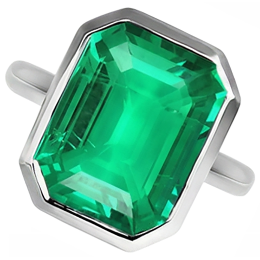 Erdgewonnener Smaragd Edelstein-Ring – Frontansicht