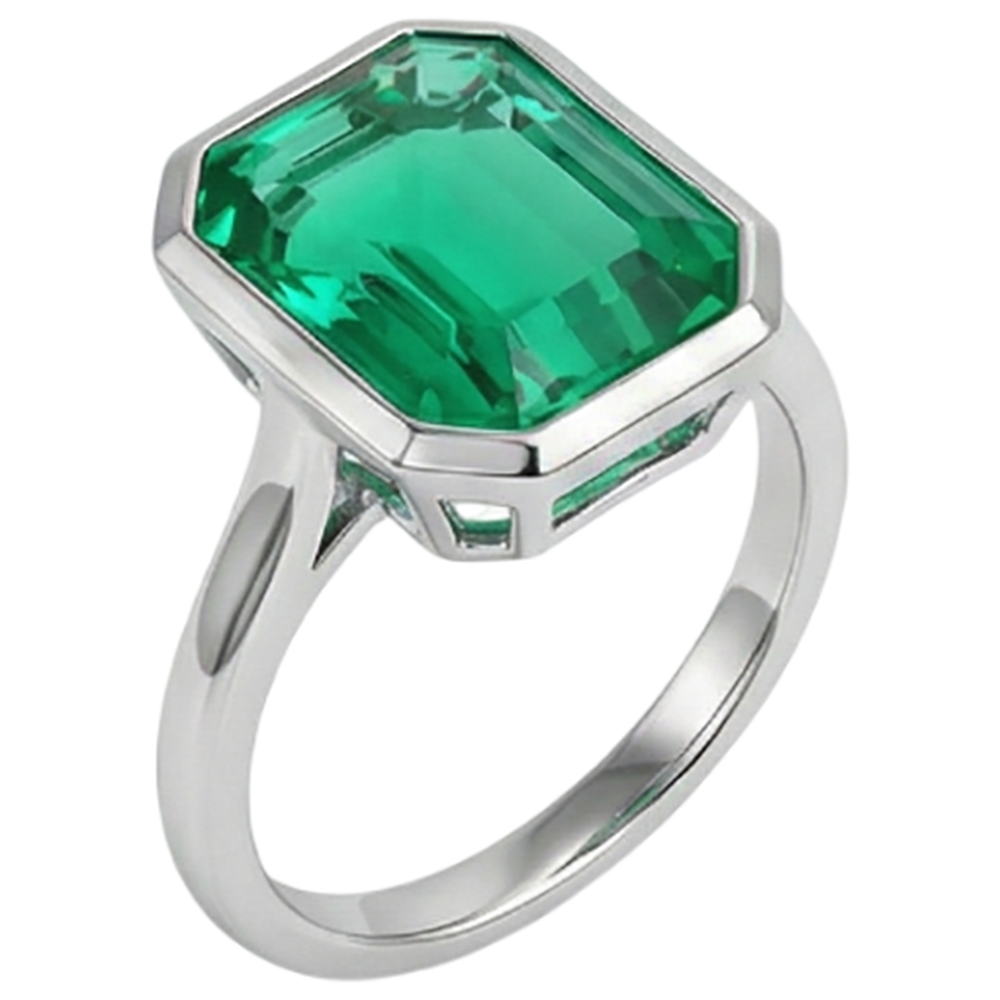 Smaragd Smaragd-Schliff Edelstein-Ring in 14K Weißgold – Schrägansicht