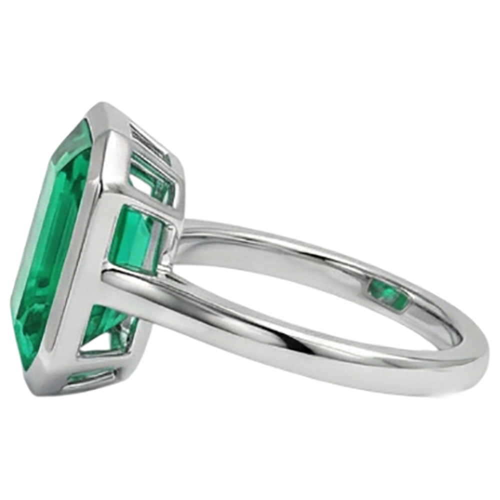 Smaragd Edelstein-Ring 2-Karat 14K Weißgold – Draufsicht