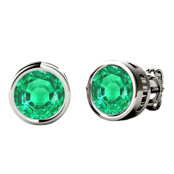 Kolumbianischer Smaragd Brillantschliff Gemstone Earring in 14K Weißgold – Hauptansicht