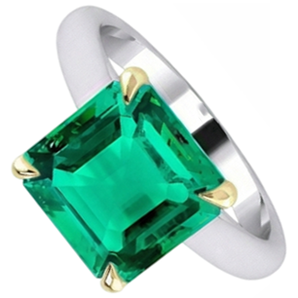 Stilvoller Smaragd Schmuckstein-Ring 5 Karat – Seitenansicht