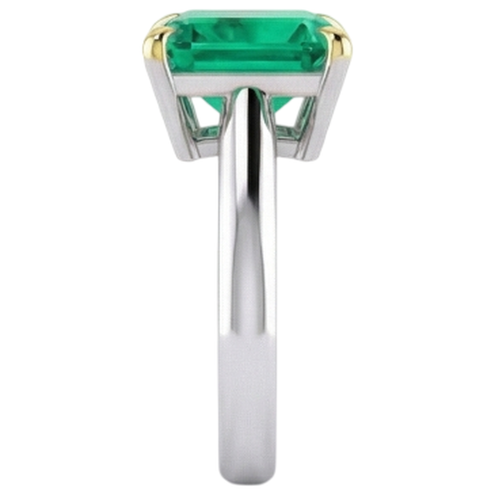 Smaragd Asscher Schmuckstein-Ring in Bicolor 14K Gold – Draufsicht