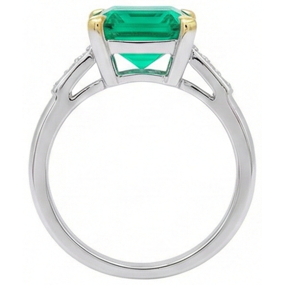 Edelstein-Ring Bicolor 14K Gold mit Kolumbianischer Smaragd – Draufsicht