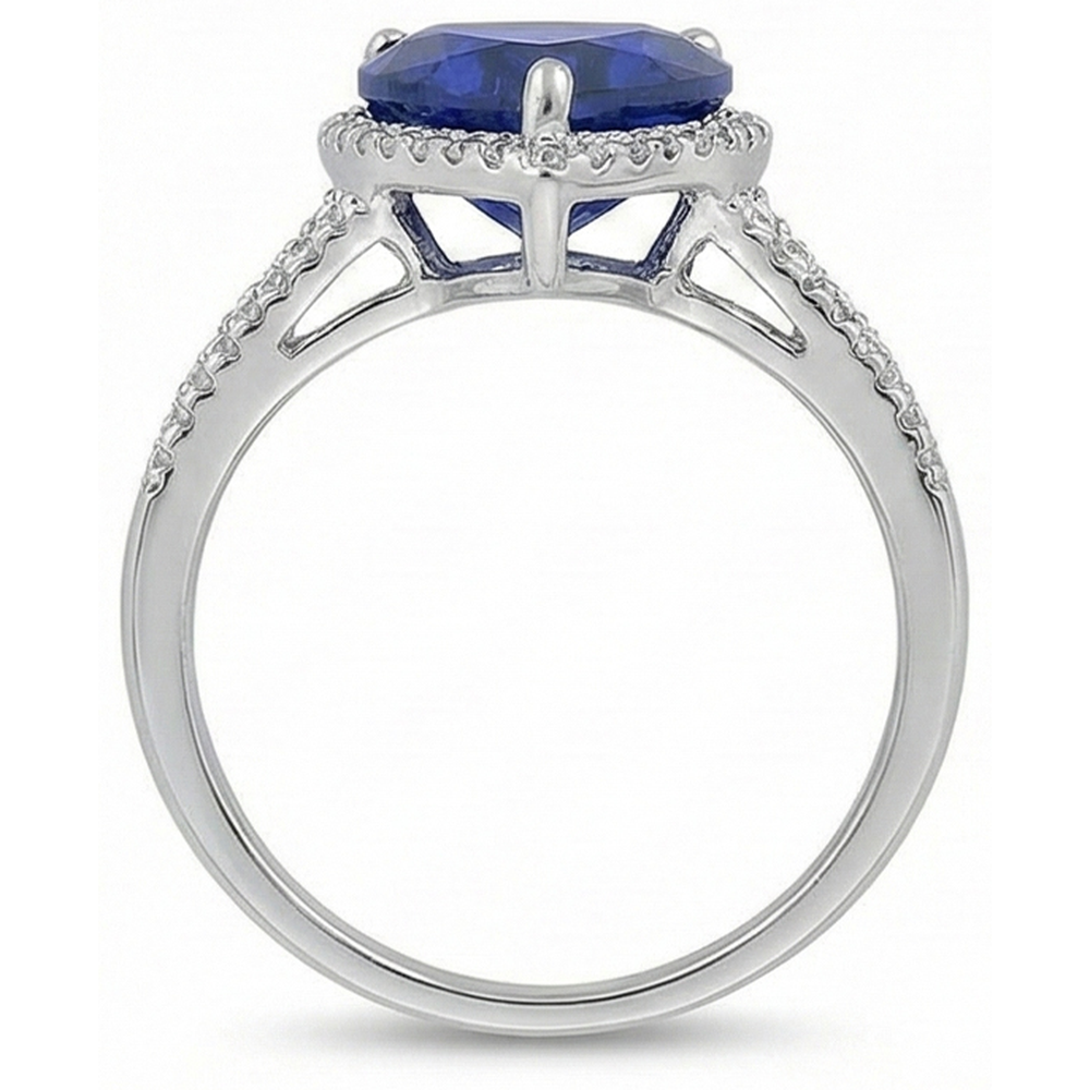 Big Heart Sri Lanka Blauer Saphir Diamant-Verlobungsring 5,75 Karat