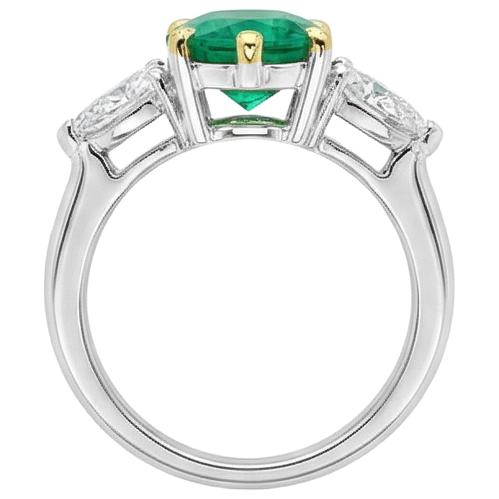 Edelstein-Ring Zweifarbiges 14K Gold mit Kolumbianischer Smaragd – Draufsicht