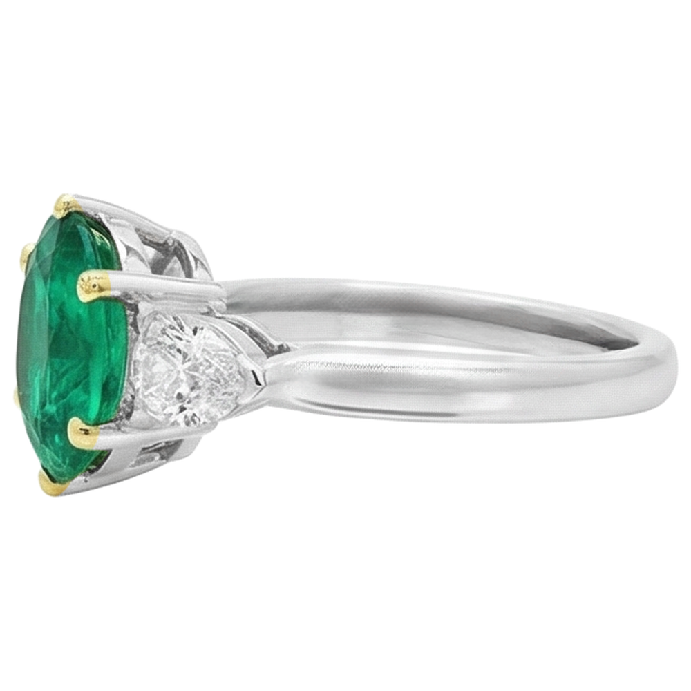 Brillanter Kolumbianischer Smaragd Edelstein-Ring 4 Karat – Profilansicht