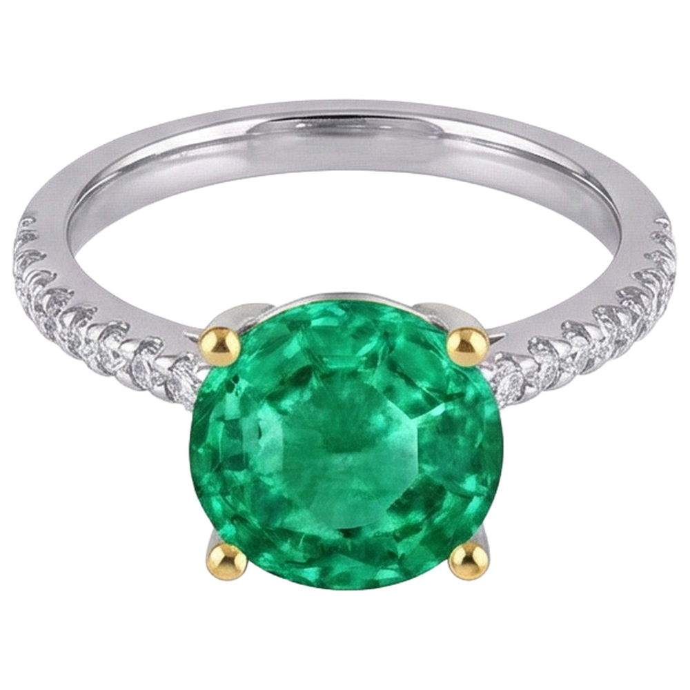Echter Edler Smaragd Edelstein-Ring – Schrägansicht