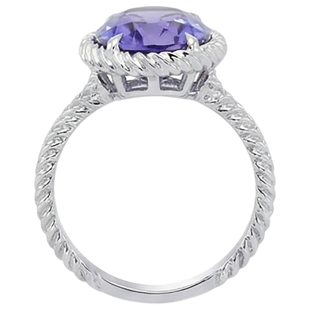Big Solitaire Oval Tansanit Ring 2.50 Karat Krappen Set Weißgold 14K