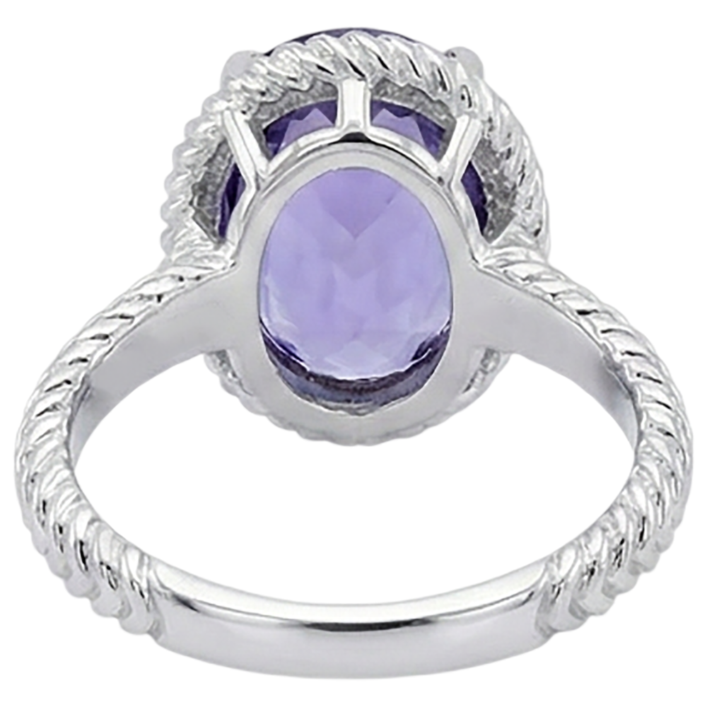 Big Solitaire Oval Tansanit Ring 2.50 Karat Krappen Set Weißgold 14K