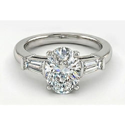 Oval Diamant Drei-Stein-Ring in 14K Weißgold – 3 Karat