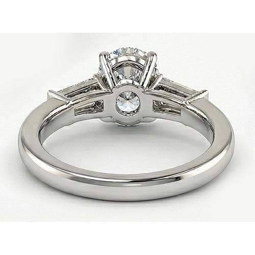 Echter Diamant Drei-Stein-Ring 3 Karat 14K Weißgold – Profilansicht