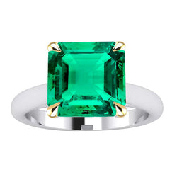 Bicolor 14K Gold GIA-Geprüft Smaragd Schmuckstein-Ring 5 Karat