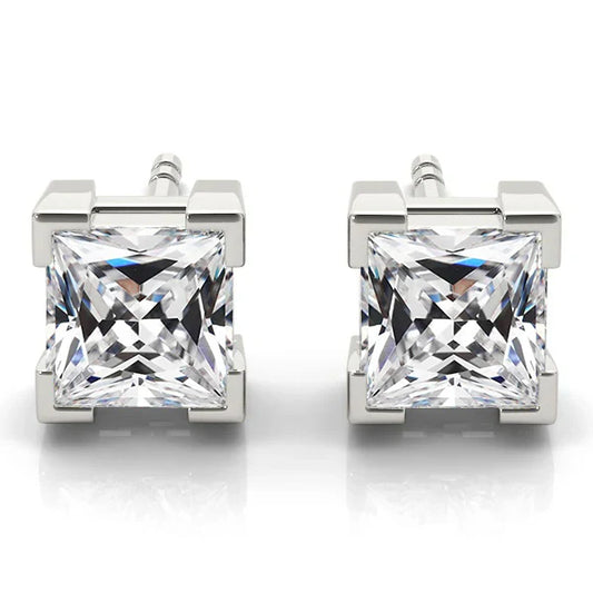 Erdgewonnener Diamant Ohrstecker 10 Karat 14K Weißgold – Hauptansicht