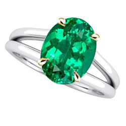 Naturreiner Edler Smaragd Schmuckstein-Ring – Zweifarbiges 14K