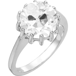 14K Weißgold Diamant Einzelstein-Ring – 5-Karat Old Mine Cut
