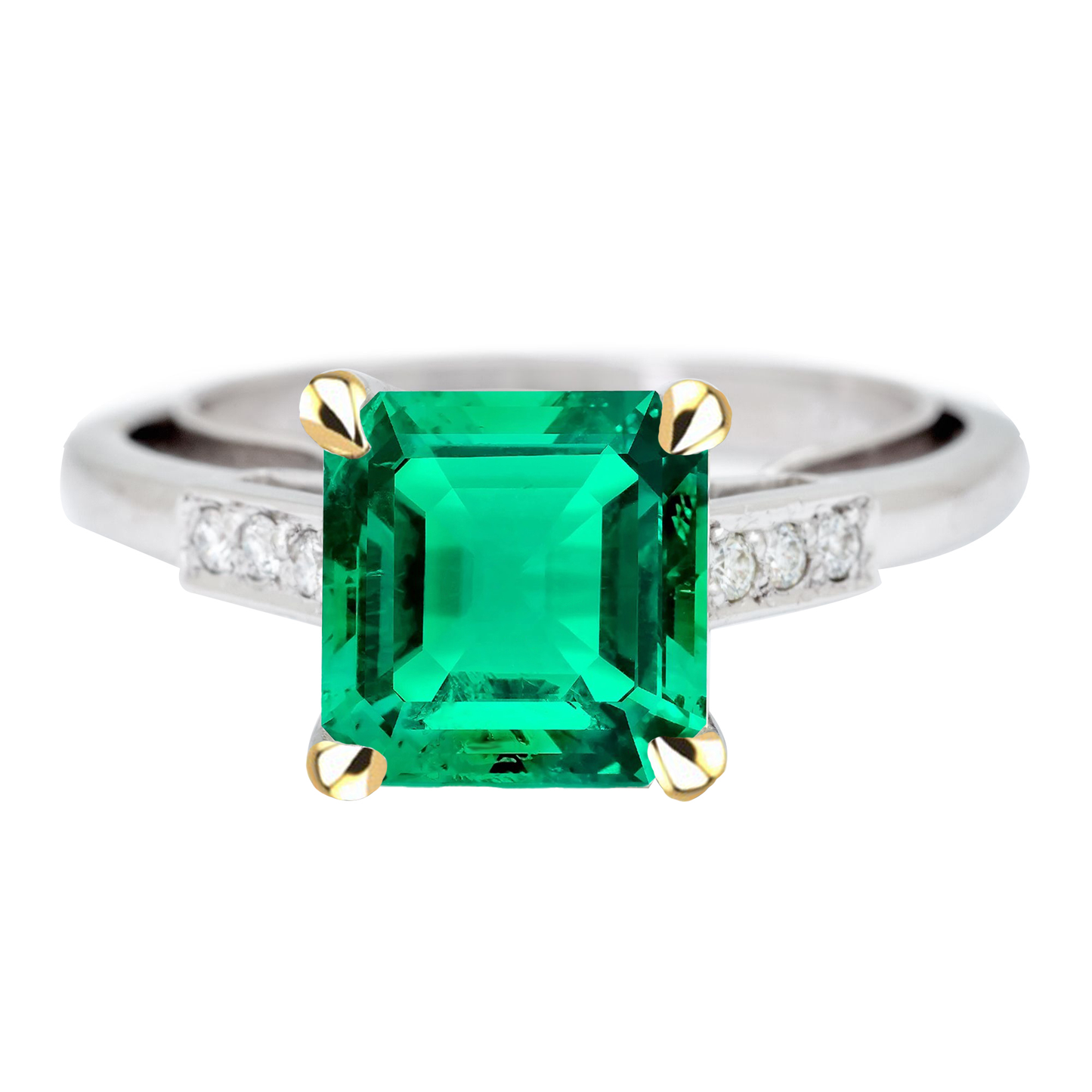Authentischer Kolumbianischer Smaragd Edelstein-Ring 5 Karat Bicolor 14K Gold – Hauptansicht
