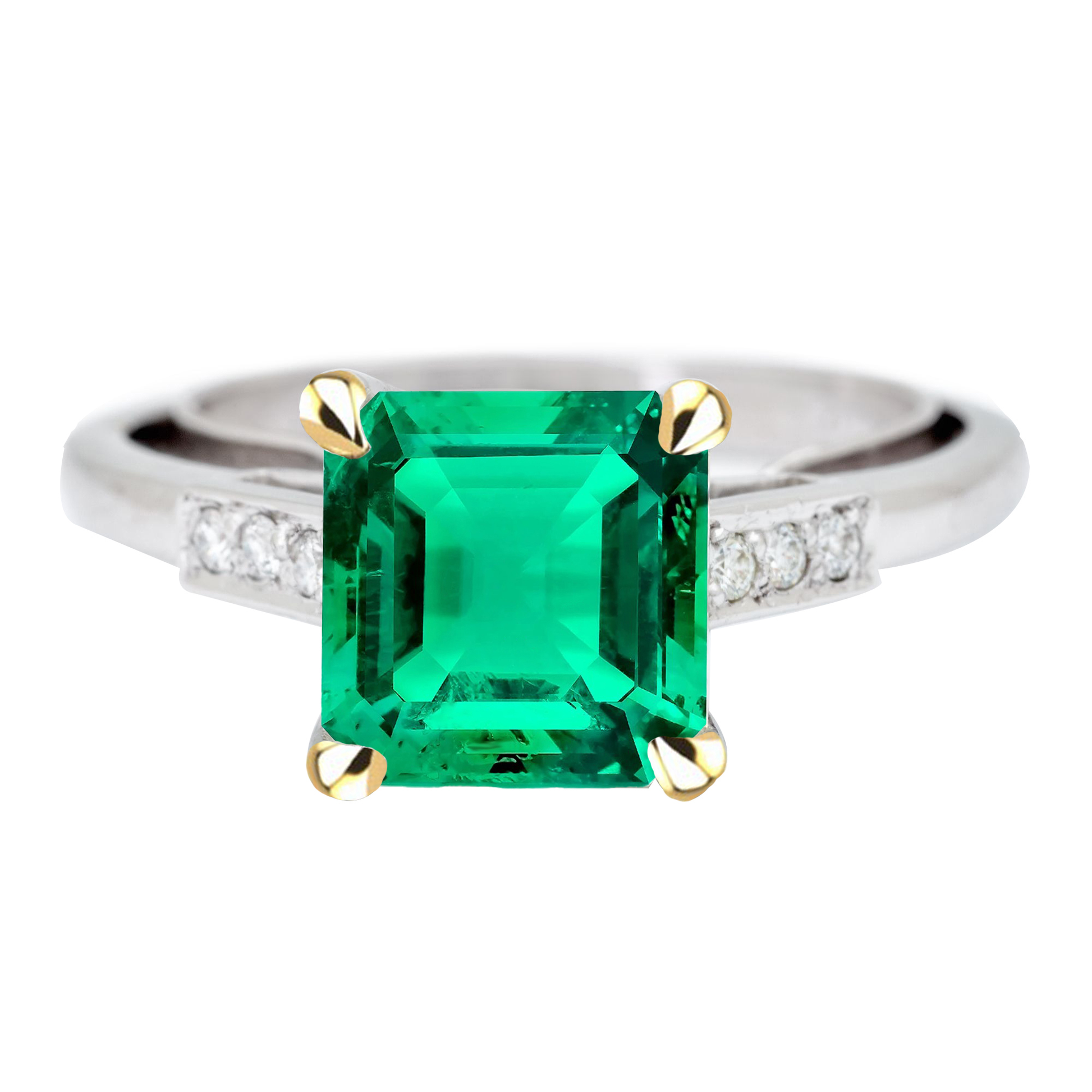 Authentischer Kolumbianischer Smaragd Edelstein-Ring 5 Karat Bicolor 14K Gold – Hauptansicht