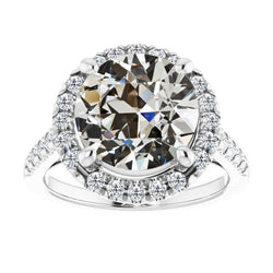 Authentischer Old Mine Cut Brillant Halo-Verlobungsring 4,50