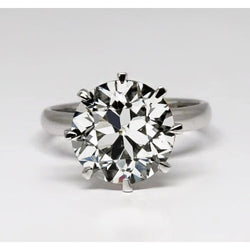 14K Weißgold Old Mine Cut Edler Diamant Solitär-Ring 2,50 Karat