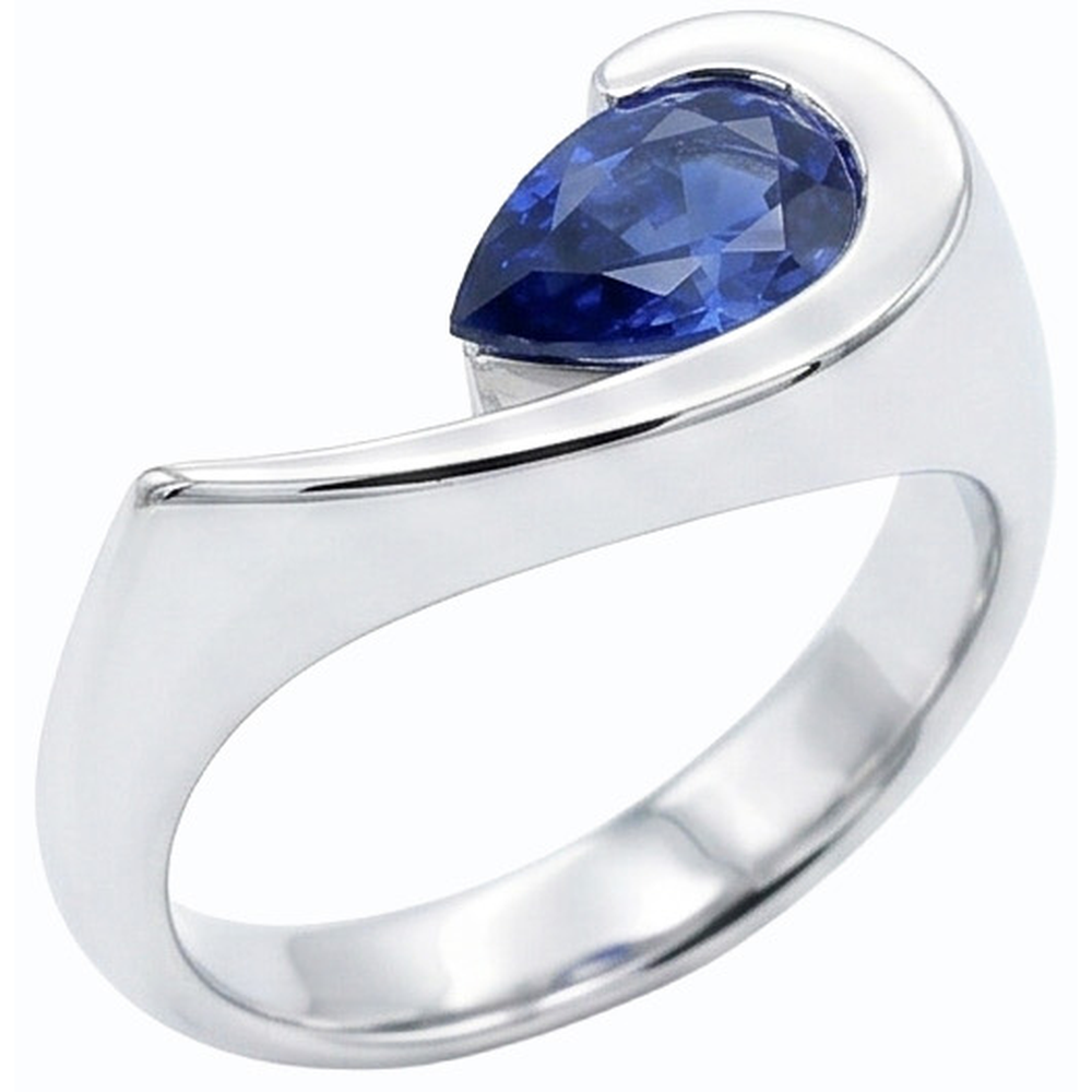 echter pear diamant 1Karat ring Vorderansicht